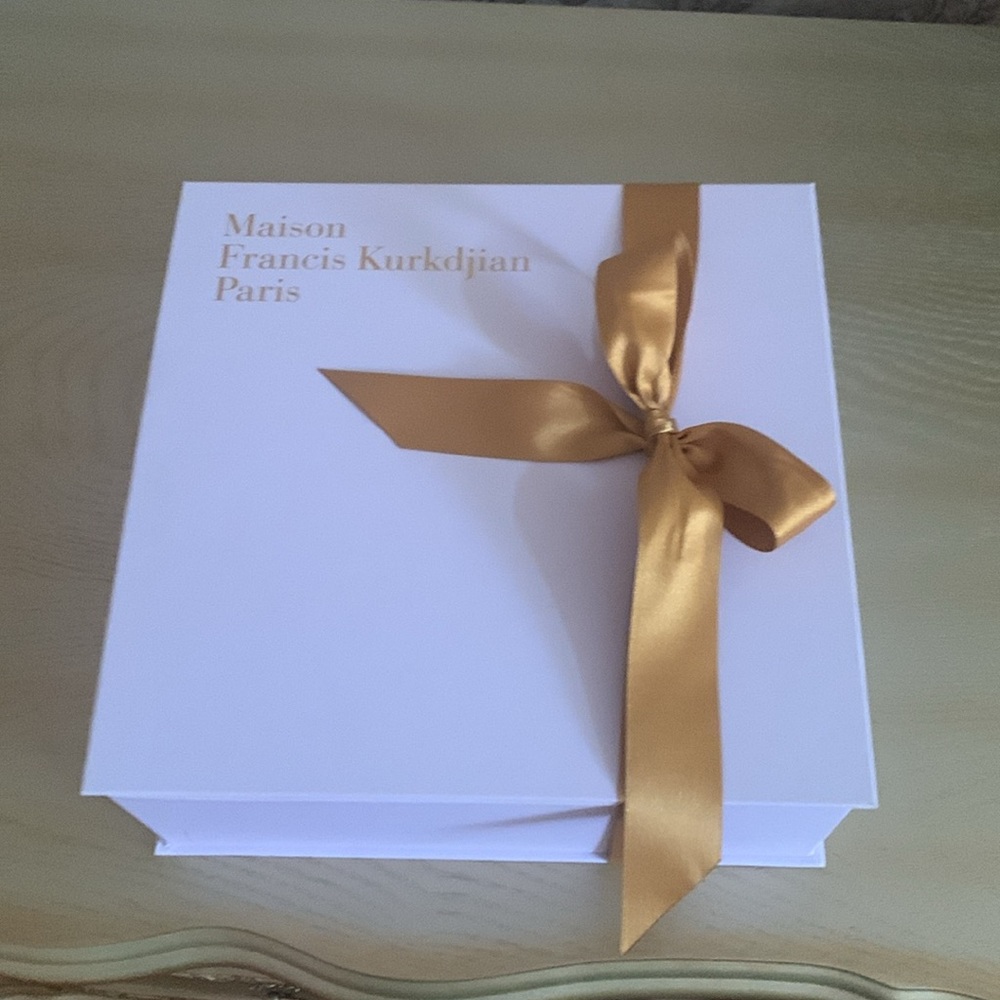 Light lavender color Francis Kurkdjian perfume box